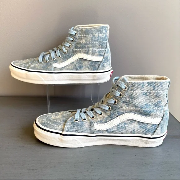Vans SK8-Hi Tapered Denim Destroy Sneakers Women 7 Unisex Lace Up Retro Classic - Picture 7 of 13